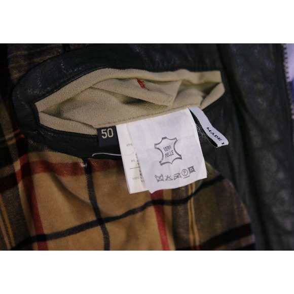 Canali Black Waxed Cotton-Leather Barn Jacket 40/Medium - Picture 11 of 12